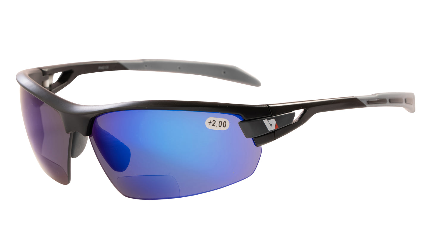 PHO Matt Black Frame - Blue Mirror Bifocal Lens
