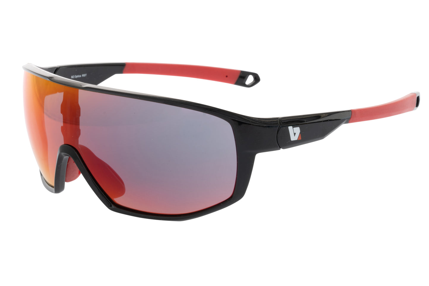 RST Gloss Black or White frames with Red or Green Revo mirror lenses