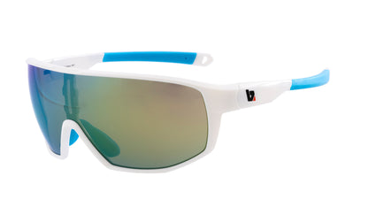 RST Gloss Black or White frames with Red or Green Revo mirror lenses